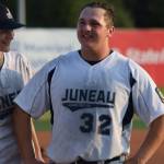 Bobby Cox, winner of the Big Stick Award at the American Legion Alaska State Tournament, basks in the accomplishment of winning a third consecutive state championship on Tuesday, July 30, 2019, at Mulcahy Stadium in Anchorage. (Nolin Ainsworth | Juneau Empire)