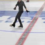 Wendy Buille practices her figure skating during a free skate on the opening day at the Treadwell Arena on Monday, Aug. 5, 2019. (Michael Penn | Juneau Empire)
