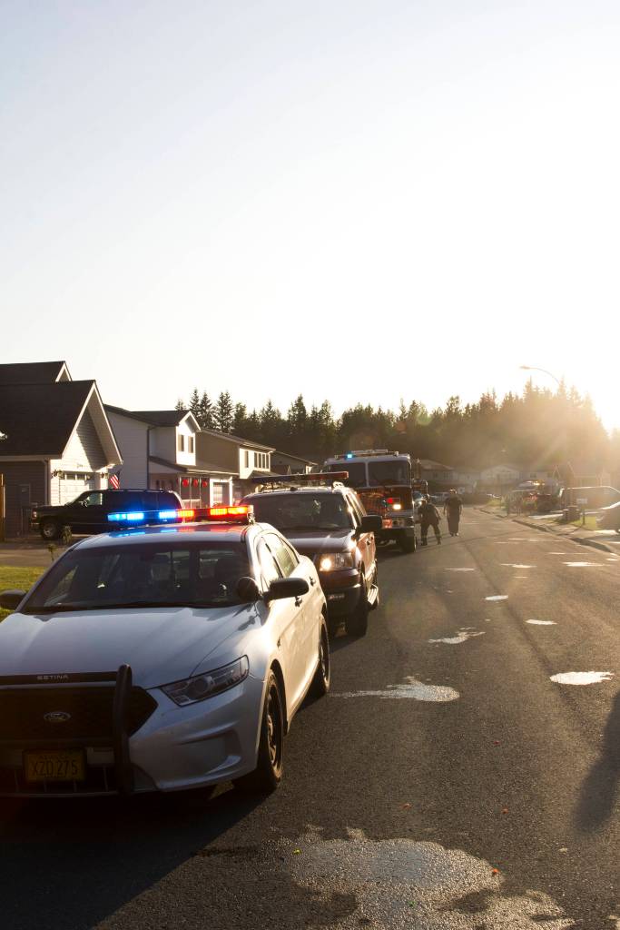 The Juneau Police Department organized participation in the National Night Out for all Juneau public services, including Capital City Fire/Rescue, the Alaska State Troopers, and other uniformed and nonuniformed public services, Aug. 6, 2019. (Michael S. Lockett | Juneau Empire)