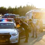 The Juneau Police Department organized participation in the National Night Out for all Juneau public services, including Capital City Fire/Rescue, the Alaska State Troopers, and other uniformed and nonuniformed public services, Aug. 6, 2019. (Michael S. Lockett | Juneau Empire)