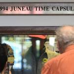 The 1994 Juneau Time Capsule at the Hurff Ackerman Saunders Federal Building in Juneau on Friday, Aug. 9, 2019. (Michael Penn | Juneau Empire)