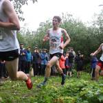 Juneau-Douglas High School: Yadaat.at Kales Aubrey Hekkers, left, Will Robinson, middle, and Sam Holst round a corner of the Treadwell Mine Historic Trail while running in the Douglas Island Mini-Meet on Saturday, Aug. 17, 2019. (Nolin Ainsworth | Juneau Empire)