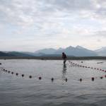 Postdoctoral student Krista Oke and technician Sydney King seine for fish in the Mendenhall River estuary as part of the Alaska NSF EPSCoR Fire and Ice project on July 3, 2019. (Courtesy Photo | Tom Moran)