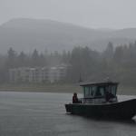 A boat pulls into Auke Bay Harbor during a mid-day downpour on Sunday, Aug. 25, 2018. (Peter Segall | Juneau Empire)