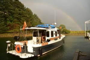 An official derby boat, which was the last boat of the day, pulls away from the dock at Mike Pusich Harbor in Douglas on Sunday, Aug. 25, 2019. (Peter Segall | Juneau Empire)