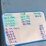 A whiteboard hanging at Mike Pusich Douglas Harbors weigh-in station shows a running tally of the heaviest fish. (Ben Hohenstatt | Juneau Empire)