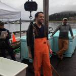 Doug Duncan poses with his 22.9-pound king salmon at the Don D. Statter Harbor in Auke Bay on Friday, Aug. 23, 2019. (Nolin Ainsworth | Juneau Empire)