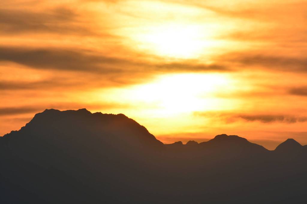 The sun sets over the Chilkat Peninsula on Aug. 3, 2019. (Courtesy Photo | Jerry Reinwand)