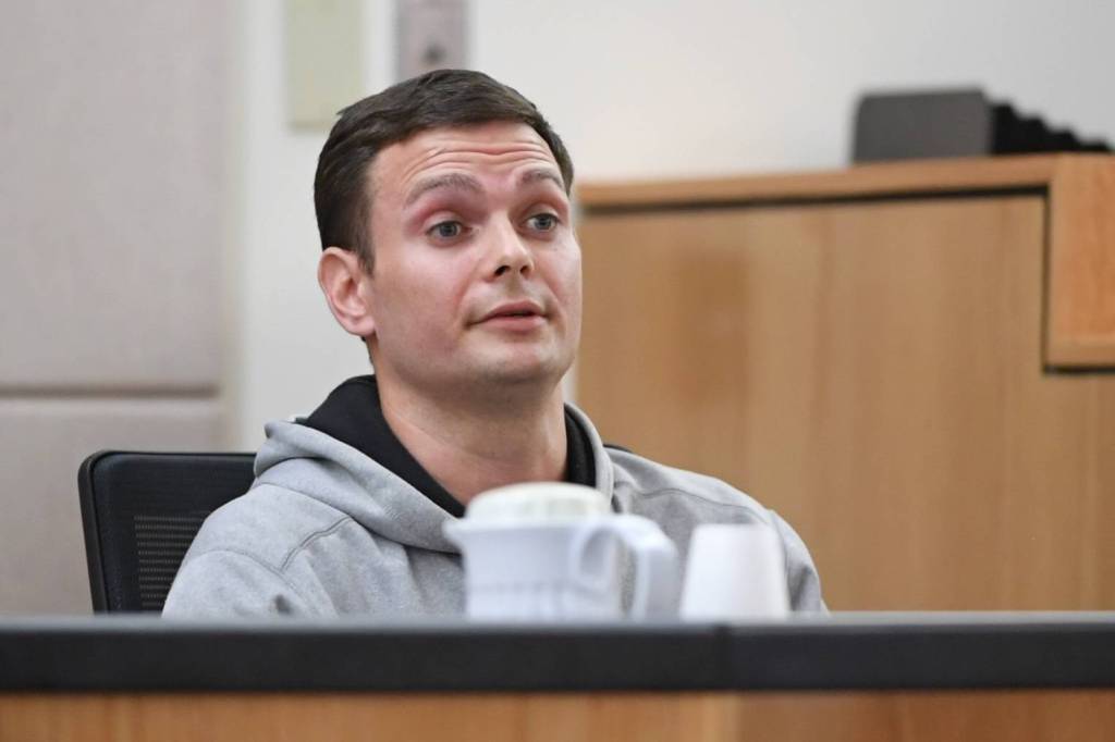 David Williams answers questions from the witness stand in Juneau Superior Court on Wednesday, Sept. 4, 2019, during the trial of Laron Carlton Graham on two counts of first-degree murder for the November 2015 shooting deaths of 36-year-old Robert H. Meireis and 34-year-old Elizabeth K. Tonsmeire. (Michael Penn | Juneau Empire)