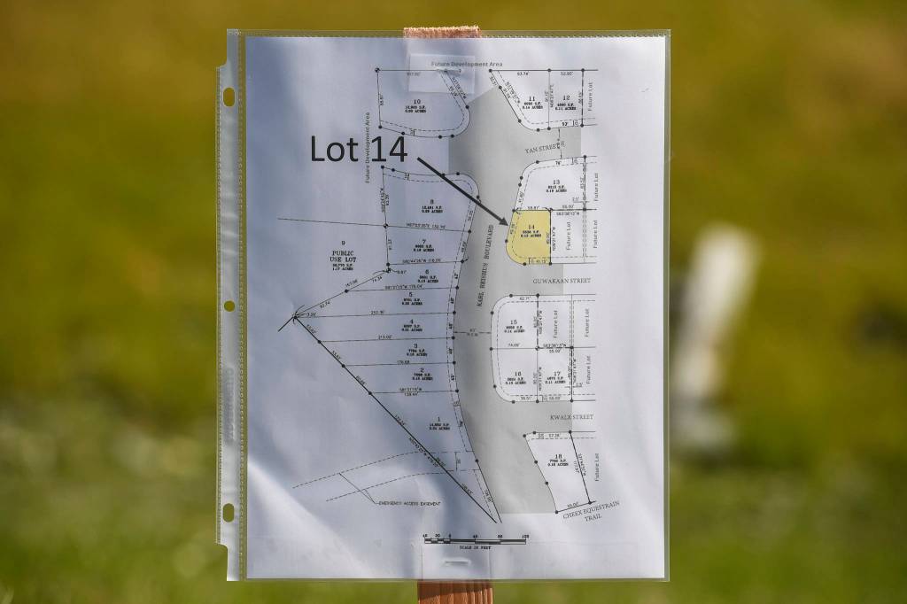 A lot map of the Pederson Hill Subdivision on on Friday, Sept. 6, 2019. (Michael Penn | Juneau Empire)