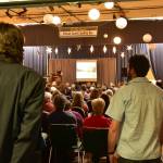 It was standing room only at the back of the Juneau Arts and Humanities Council to hear Dan Grossman talk on Monday, Sept. 9, 2019. (Peter Segall | Juneau Empire)