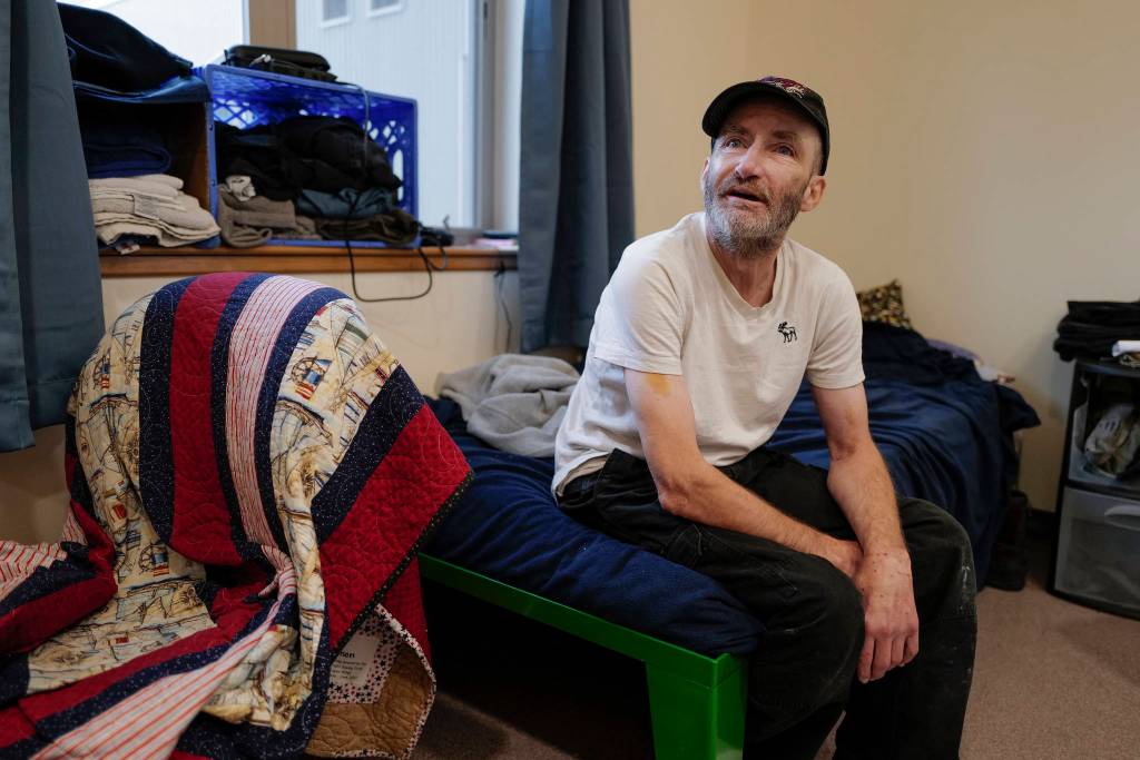 Greg Brannan, a resident of Juneau Housing First Collaboratives Forget-Me-Not Manor, speaks about the positive impacts the home had made on his life on Friday, Sept. 13, 2019. It is the two-year anniversary of the project that provides housing and support services to chronically homeless adults who have struggled with alcohol and are high utilizers of emergency services within the City and Borough of Juneau. Phase II to build another 32 apartments is currently underway and will open late next year. (Michael Penn | Juneau Empire)