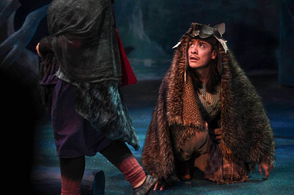 Rio Alberto, plays a magical wolf in Perseverance Theatres production of Devilfish written by Vera Starbard on Tuesday, Sept. 17, 2019. (Michael Penn | Juneau Empire)