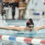Juneau-Douglas Natalie Zimmerman competes in the 200 Yard IM at the Juneau Invitational Swim Meet at the Dimond Park Aquatic Center on Friday, Sept. 20, 2019. (Michael Penn | Juneau Empire)