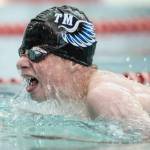 Thunder Mountains Sven Rasmussen competes in the 200 Yard IM at the Juneau Invitational Swim Meet at the Dimond Park Aquatic Center on Friday, Sept. 20, 2019. (Michael Penn | Juneau Empire)