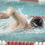 Caleb Peimann competes in the 50 Yard Freestyle at the Juneau Invitational Swim Meet at the Dimond Park Aquatic Center on Friday, Sept. 20, 2019. (Michael Penn | Juneau Empire)