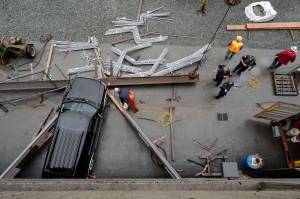 Construction worker injured near docks downtown