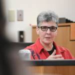 Regan Tweedy, mother of James LeBlanc-Tweedy, answers questions on the witness stand to questioning by defense attorney Natasha Norris in Juneau Superior Court on Tuesday, Sept. 24, 2019, during the trial of Laron Carlton Graham. Graham is facing two counts of first-degree murder for the November 2015 shooting deaths of 36-year-old Robert H. Meireis and 34-year-old Elizabeth K. Tonsmeire. (Michael Penn | Juneau Empire)