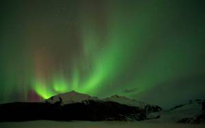 The Aurora Borealis glows over the Mendenhall Glacier in 2014. The forecast looks promising for Aurora activity this Saturday. (Michael Penn | Juneau Empire)