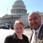 Alaska Marijuana Industry Association President Lacy Wilcox and AMIA Executive Director Cary Carrigan stand in front of the Capitol during a visit to Washington, D.C. to advocate for legislation that could enable banks to work with marijuana businesses. (Courtesy Photo | Cary Carrigan)