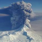 Pavlof Volcano on the Alaska Peninsula erupts in March 2016. (Courtesy Photo | Coast Guard HC-130H based in Kodiak and commanded by Lt. Commander Nahshon Almandmoss)