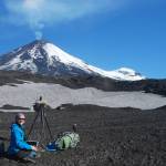 Volcanologist Taryn Lopez samples gases from Korovin Volcano on Atka Island in summer 2019. (Courtesy Photo | Peter Kelly)