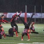Juneau-Douglas Drill Team performs during halftime at Adair-Kennedy Memorial Field on Saturday, Oct. 5, 2019. Juneau won 67-24. (Michael Penn | Juneau Empire)