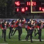 Juneau-Douglas Drill Team performs during halftime at Adair-Kennedy Memorial Field on Saturday, Oct. 5, 2019. Juneau won 67-24. (Michael Penn | Juneau Empire)
