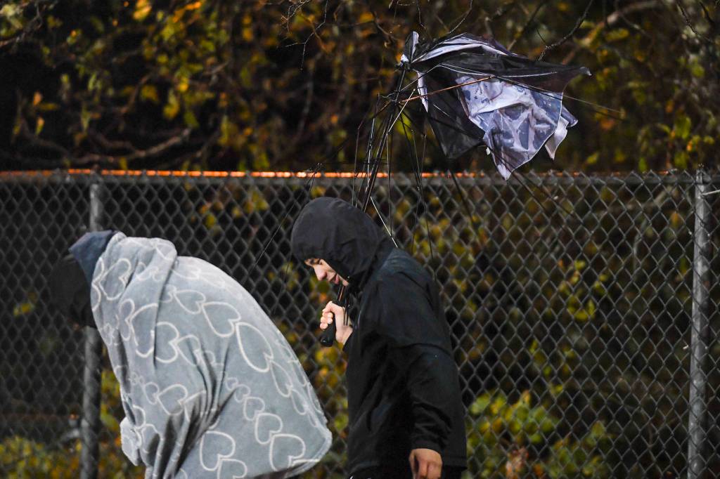 The weather kept only hardy Juneau fans to watch them face Bartlett at Adair-Kennedy Memorial Field on Saturday, Oct. 5, 2019. Juneau won 67-24. (Michael Penn | Juneau Empire)
