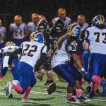 Bartlett fumble against Juneau at Adair-Kennedy Memorial Field on Saturday, Oct. 5, 2019. Juneau won 67-24. (Michael Penn | Juneau Empire)
