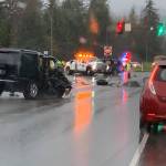 Car crash on Egan Drive near Glacier Highway on Oct. 11, 2019. (Photo Courtesy of David Kirby)