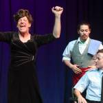 Michael Wittig, as Ed, left, Ty Tamaoka, as Richard, center, and Jack Scholz, as Tommy, during rehearsal of Blue Ticket written by Maureen Longworth at McPhetres Hall on Tuesday, Oct. 15, 2019. (Michael Penn | Juneau Empire)