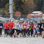 Juneau residents start the annual community mental health run, the Extra Tough 5K & 1 Mile Run, on Saturday, Oct. 12, 2019, at Riverbend Elementary School. The run is sponsored by National Alliance on Mental Illness (NAMI) Juneau. (Michael Penn | Juneau Empire)