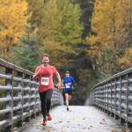 Juneau residents participate in the annual community mental health run, the Extra Tough 5K & 1 Mile Run, on Saturday, Oct. 12, 2019, starting at Riverbend Elementary School. The run is sponsored by National Alliance on Mental Illness (NAMI) Juneau. (Michael Penn | Juneau Empire)