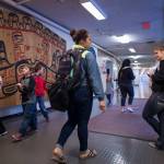 Students at Yaakoosgé Daakahídi Alternative High School prepare to leave the Marie Drake Building after school on May 25, 2015.
