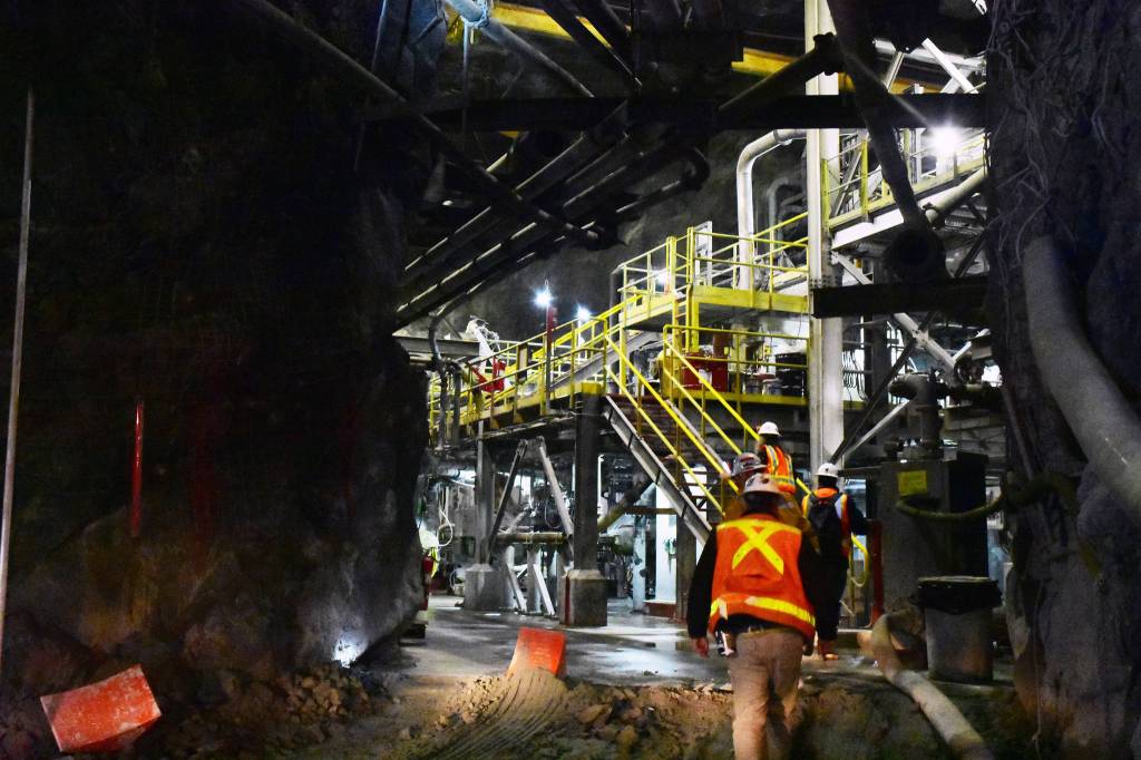 The paste plant inside the Kensington Gold Mine on Monday, Oct. 14, 2019. (Peter Segall | Juneau Empire)