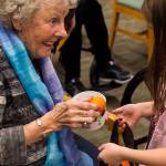 Members of the Parents as Teachers program and a number of children visited the Juneau Pioneer Home to have an early Halloween with the residents on Tuesday, Oct. 22, 2019. (Michael S. Lockett | Juneau Empire)