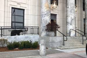 A black bear is seen at the Alaska State Capitol on Oct. 4, 2018. (Megan Wallace | Courtesy photo)