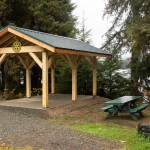 City and Borough of Juneau Parks and Recreation and local Rotary clubs worked together to put up the new pavilion at Auke Lake. (Michael S. Lockett | Juneau Empire)