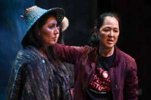 Director Leslie Ishii, right, works with actress Jennifer Bobiwash during Perseverance Theatres production of Devilfish written by Vera Starbard in September 2019. After serving as the theaters interim artistic director since July, Ishii has been selected to be the permanent replacement for former artistic director Art Rotch. (Michael Penn | Juneau Empire)