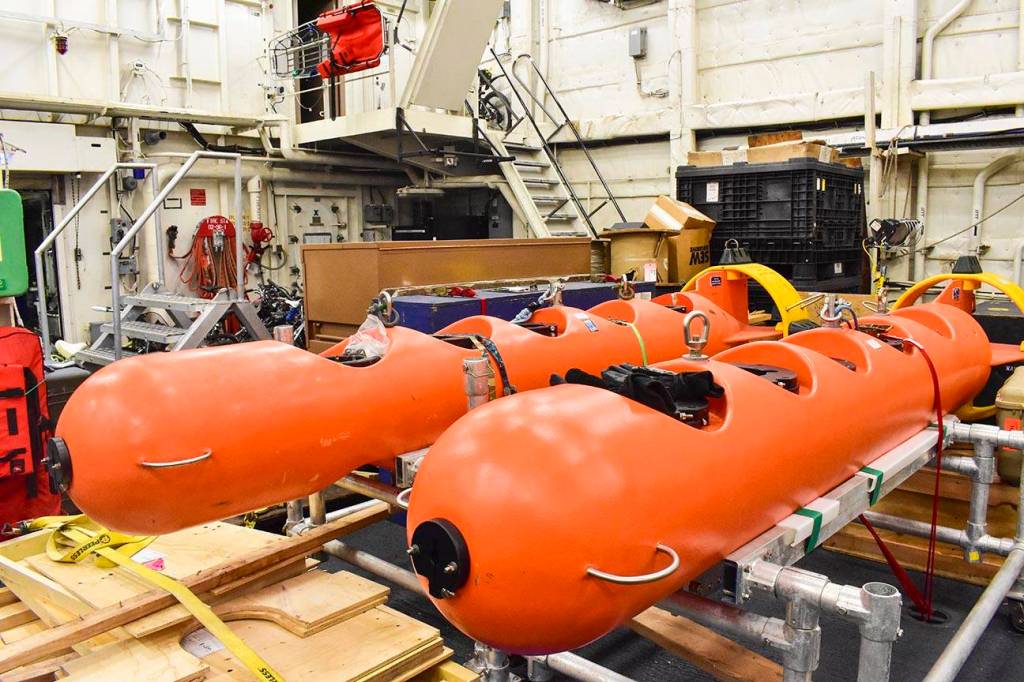 Scientific equipment is secured in one of the labs aboard USCGC Healy as it returns to Seattle from a three month deployment, Oct. 27, 2019. (Peter Segall | Juneau Empire)