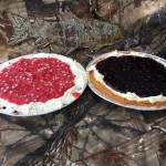 A red huckleberry cream cheese pie and a blueberry cream cheese pie made by Mickey Prescott are examples of what locally picked berries can make. (Vivian Faith Prescott | For the Juneau Empire)