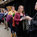 Selina Finley, center, reluctantly listens to a judgment by the Judge, played by Teri Tibbett, right, during a Reentry Simulation event at the Elizabeth Peratrovich Hall on Tuesday, Oct. 29, 2019. The event was sponsored by Central Council of the Tlingit & Haida Indian Tribes of Alaska in partnership with the Juneau Reentry Coalition and Alaska Mental Health Trust. (Michael Penn | Juneau Empire)