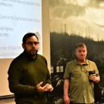 Raymond Paddok, left, and Kenneth Weitzel of Central Council of the Tlingit & Haida Indian Tribes of Alaska, present on the Climate Change Adaptation Plan on Wednesday, Oct. 30, 2019. (Peter Segall | Juneau Empire)