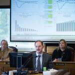 In this file photo, Legislative Finance Division Director David Teal gives legislators and their staffs a look at an interactive budget calculator during a lunchtime presentation in the House Finance Committee room at the Capitol. (Michael Penn | Juneau Empire File)
