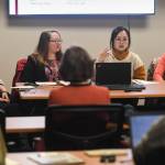 Defense attorney Grace Lee, second from right, speaks during a presentation on Juneaus Therapeutic Court at Juneau Alliance For Mental Health Inc (JAMHI) on Tuesday, Nov. 5, 2019. CBJ Prosecuter Emily Wright, left, Assistant District Attorney Dara Gibson, second from left, and Probation Officer/Case Manager Autumn Flaningam, right, are also shown and spoke. Inside Passages is a mental health speaker series sponsored by National Alliance on Mental Illness (NAMI) Juneau. (Michael Penn | Juneau Empire)