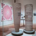 Stoneware pieces titled Curve Fade Two by David Kaufmann on display at the All-Alaska Biennial exhibit at the Alaska State Museum on Wednesday, Nov. 6, 2019. The exhibit runs until Jan. 11. Winter hours for the museum are 10 a.m.-4 p.m Tuesday-Saturday. (Michael Penn | Juneau Empire)