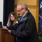 Alaska Department of Fish and Game commissioner Doug Vincent-Lang gives public comment during a hearing held by NOAA on proposed whale habitats being created in the coastal waters of the West Coast at University of Alaska Southeast on Thursday, Nov. 7, 2019. (Michael S. Lockett | Juneau Empire)