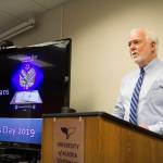 University of Alaska Southeast Chancellor Rick Caulfield spoke at a Veterans Day celebration held by UAS on Monday, Nov. 11, 2019. (Michael S. Lockett | Juneau Empire)