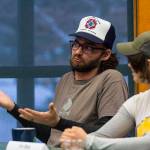 David Carroll, fisheries and ocean science major and former Marine UH-1N crew chief, answers a question during a panel of student veterans as part of a Veterans Day celebration at University of Alaska Southeast on Nov. 11, 2019. (Michael S. Lockett | Juneau Empire)